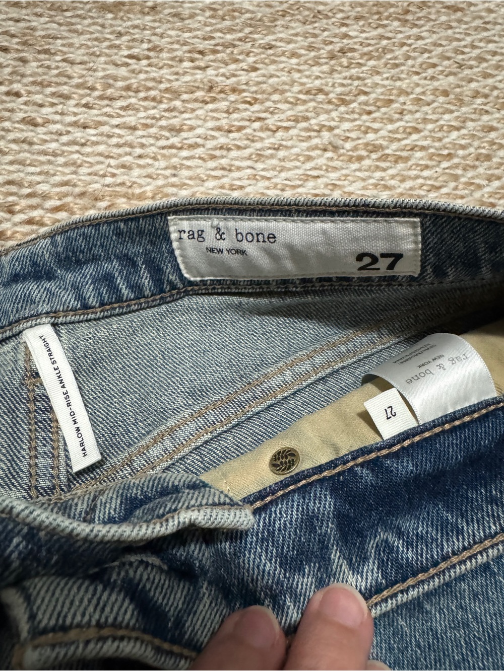 rag & bone Straight Leg Jeans in Light Blue Wash - Picture 5 of 5